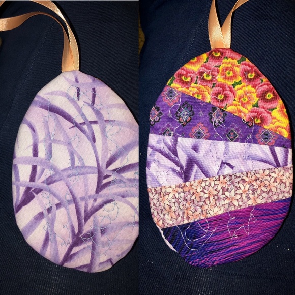 Handmade Quilted Easter Egg Ornaments 2pc 5" - Picture 5 of 8